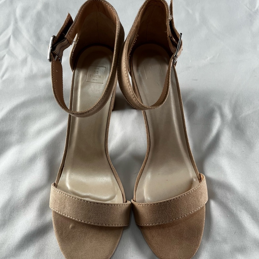 Beige Suede-like Block heel Sandals Size 10